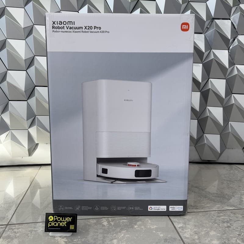 Foto real da caixa Xiaomi Robot Vacuum X20 Pro com base de Autolimpeza branca - Aspirador Robot