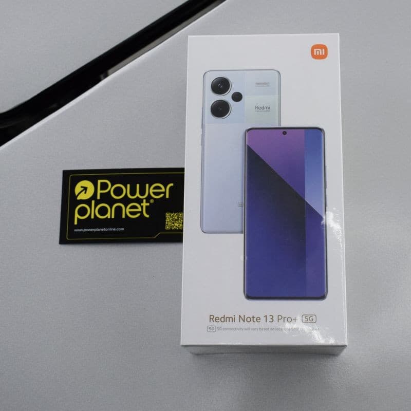 Caja del Xiaomi Redmi Note 13 Pro+ 5G 12GB/512GB Negro con imagen del móvil, pantalla perforada y módulo trasero con triple cámara y flash circular
