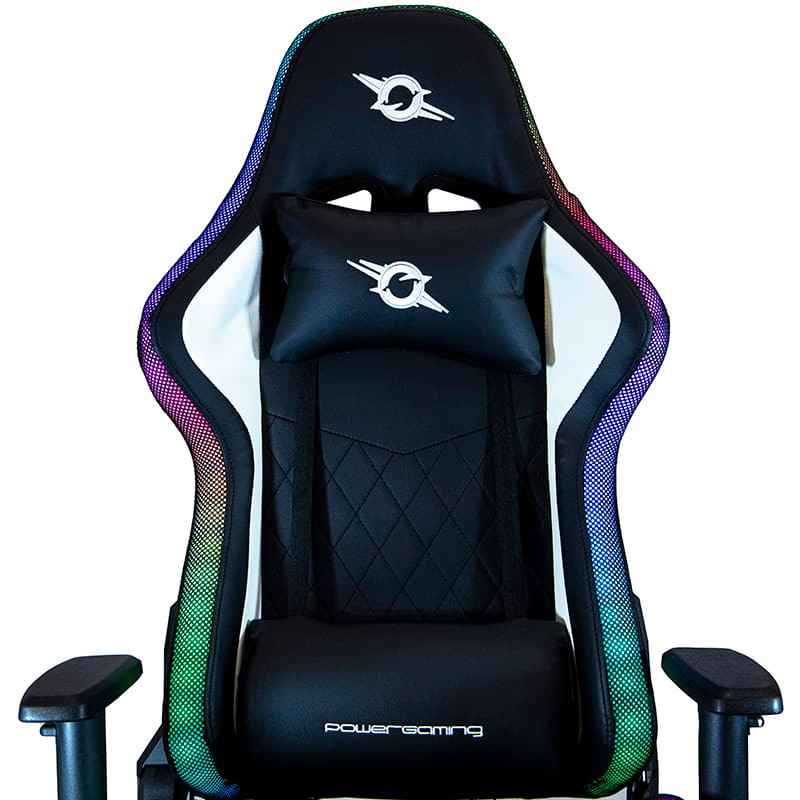 Silla PowerGaming LED RGB V2 Blanco con Reposapiés - Ítem5