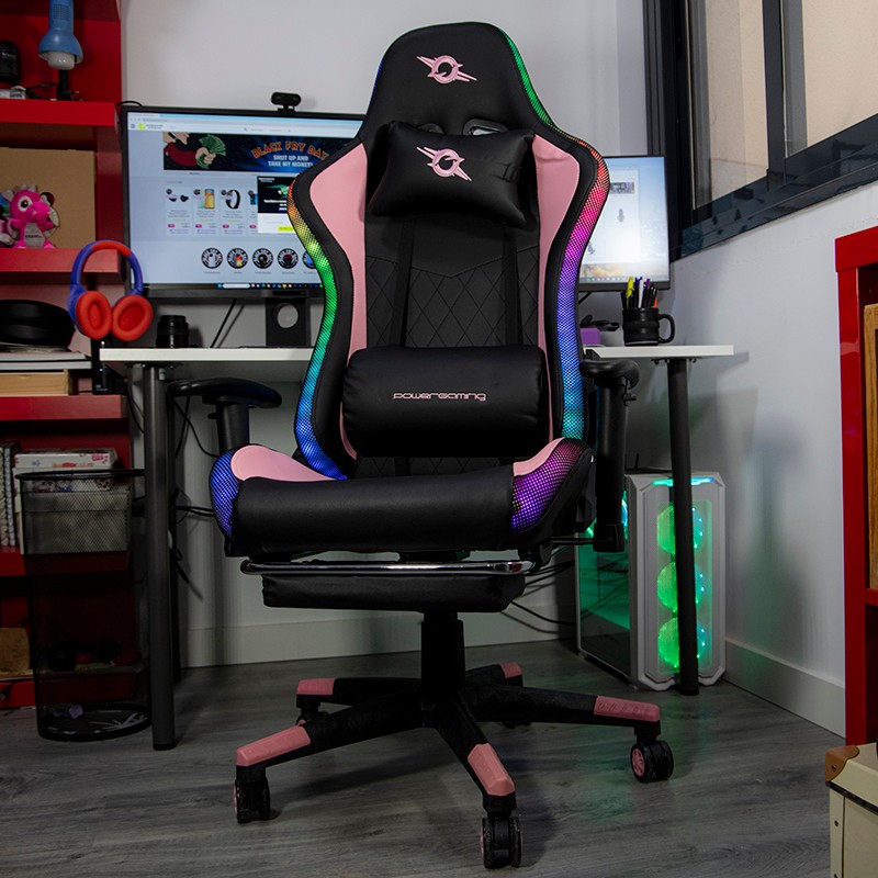 Silla PowerGaming LED RGB V2 Rosa con Reposapiés - Clase B Reacondicionado - Ítem10