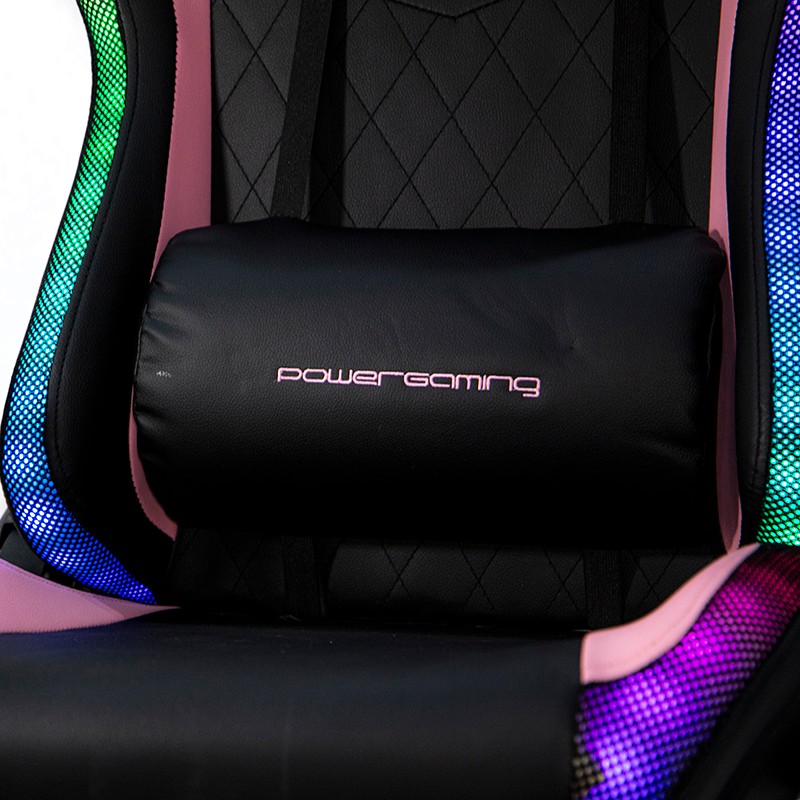 Silla PowerGaming LED RGB V2 Rosa con Reposapiés - Clase B Reacondicionado - Ítem11