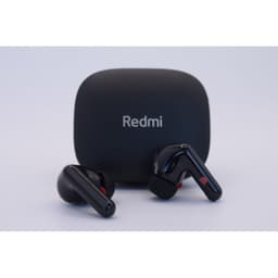 Foto real frontal do Xiaomi Redmi Buds 6 Preto com cancelamento de ruído (ANC) - Auriculares Bluetooth com a sua caixa de carregamento