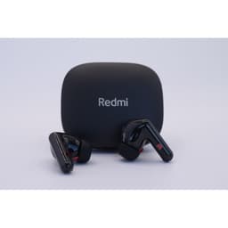 Foto frontal da caixa de carregamento e Xiaomi Redmi Buds 6 Preto com cancelamento de ruído (ANC) - Auriculares Bluetooth