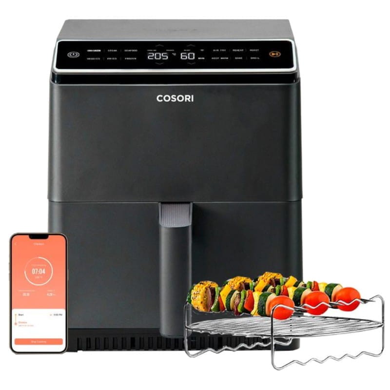 Freidora de aire  Cosori Turbo Blaze Chef Edition, 1725 W, 6 l, Hasta 230  °C, Pantalla táctil, 5 velocidades, Negro