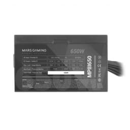 Detalle de las especificaciones de la Fuente de alimentación Mars Gaming MPIII650 650W Negro