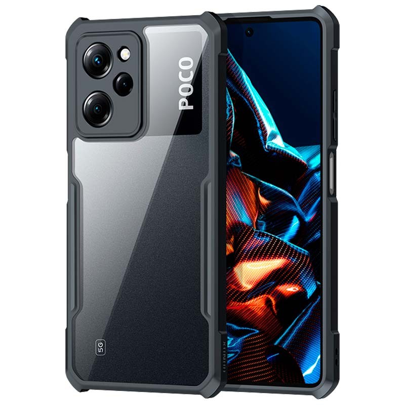 Guizzcg Funda transparente para XiaoMi Poco X5 Pro 5G, ultrafina, ligera,  TPU suave, parte trasera acrílica, bolsa de aire de grado militar,  protección contra caídas [1 película templada], color negro : 