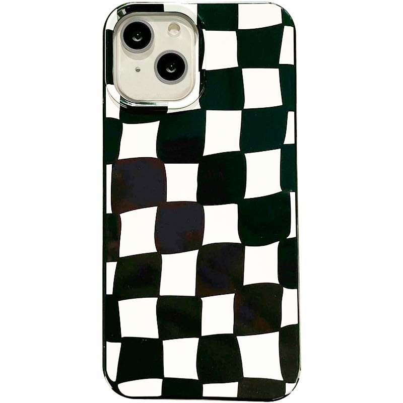 Capa de silicone com estampado de xadrez para iPhone 14 Plus - Item