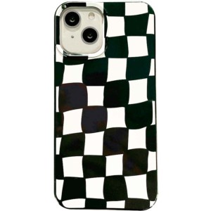 Capa de silicone com estampado de xadrez para iPhone 14 Plus