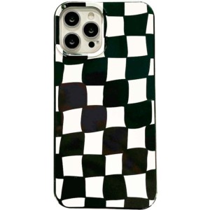 Capa de silicone com estampado de xadrez para iPhone 14 Pro