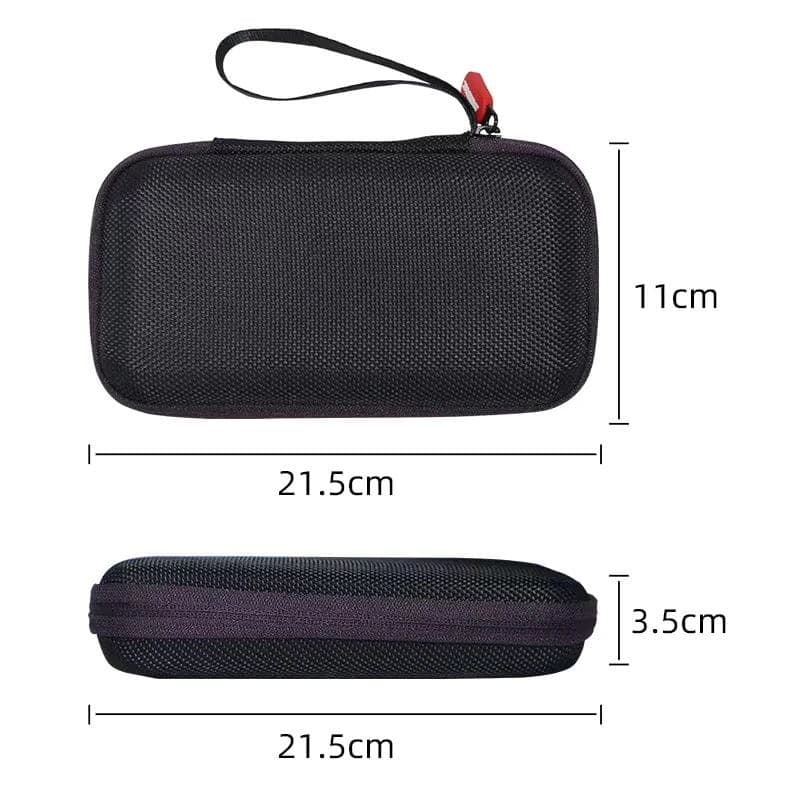 Étui de protection Anbernic RG Vita / Vita Pro Noir, coque rigide en maille noire avec dragonne et fermeture zippée rouge, dimensions 21,5 x 11 x 3,5 cm