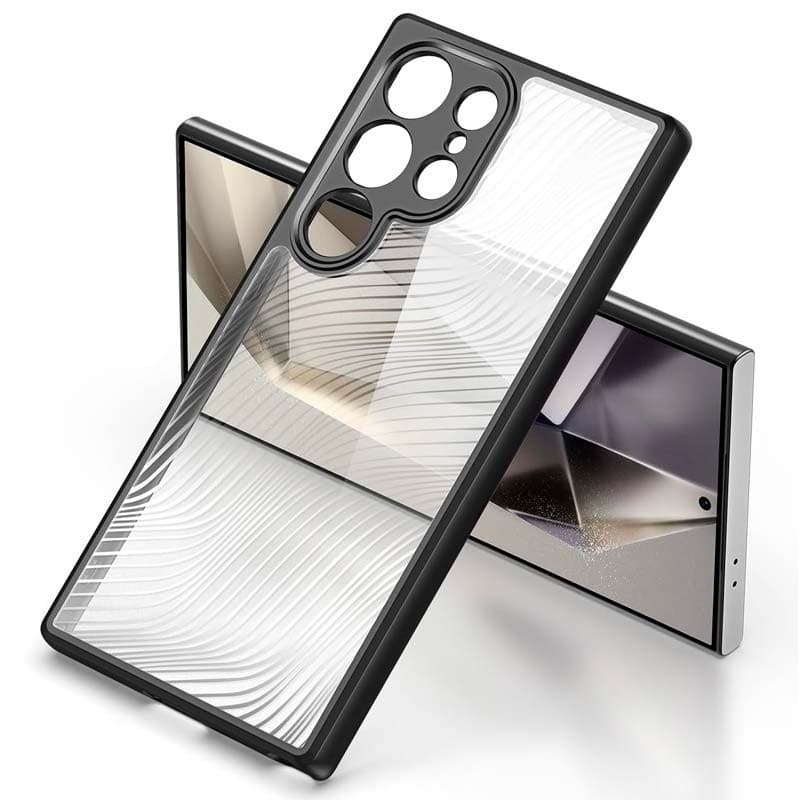Vista traseira da Capa rígida preta Anti-Scratch Shell para Samsung Galaxy S24 Ultra