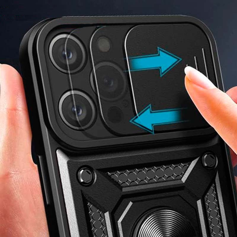 Coque d'armure militaire pour Xiaomi Redmi Note 14 Pro 5G / Poco X7 5G avec protection de l'appareil photo, support métallique et anneau Noir - Ítem1