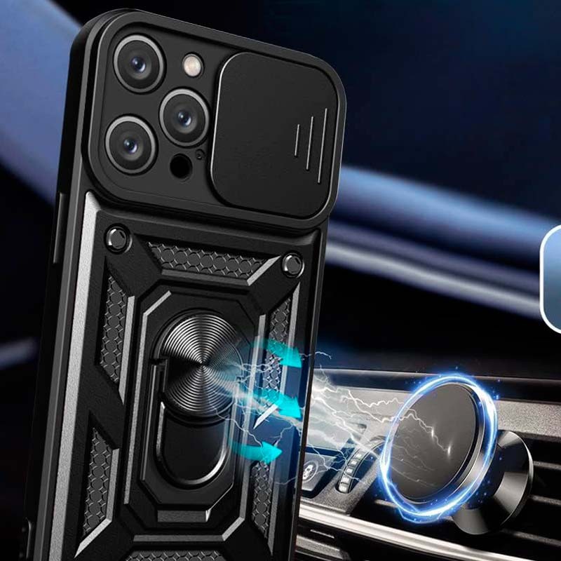 Coque d'armure militaire pour Xiaomi Redmi Note 14 Pro 5G / Poco X7 5G avec protection de l'appareil photo, support métallique et anneau Noir - Ítem2