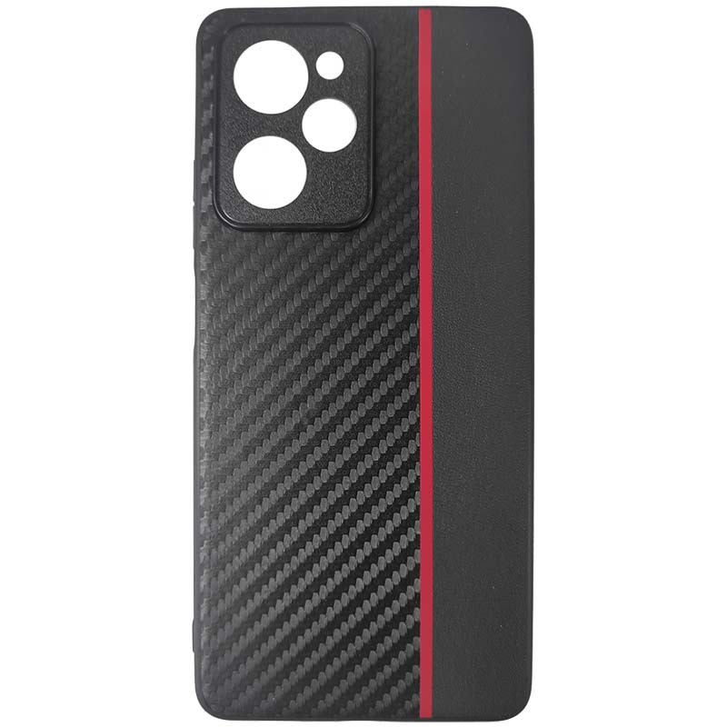 Capa Xiaomi Poco X5 Pro / Redmi Note 12 Pro 5G Efeito Fibra de Carbono Preto+Vermelho - Item