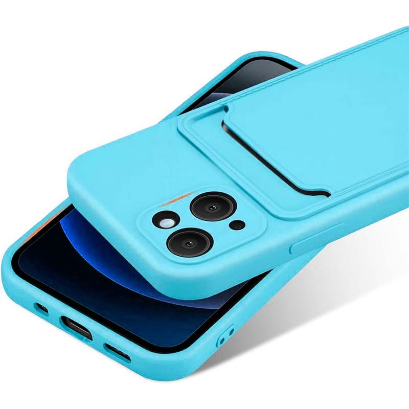 Capa de silicone azul claro com carteira para iPhone 14 Plus - Item2