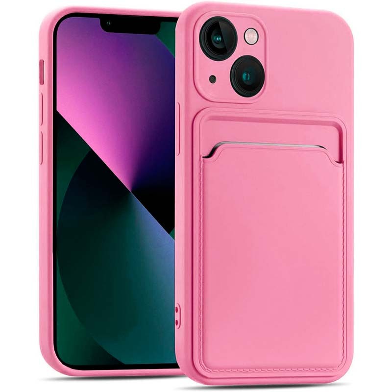 Capa de silicone rosa com carteira para iPhone 13 - Item