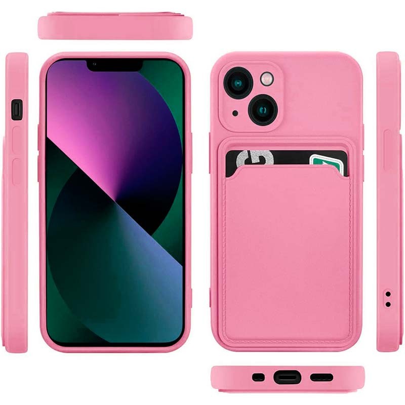 Funda de silicona rosa con cartera para iPhone 14 Plus - Ítem1