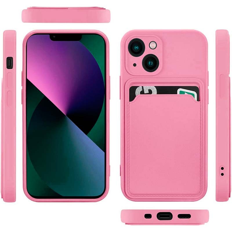 Capa de silicone rosa com carteira para iPhone 14 Plus - Item1