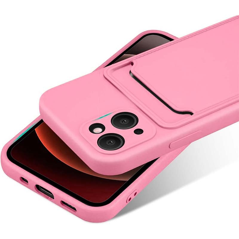 Funda de silicona rosa con cartera para iPhone 14 Plus - Ítem2