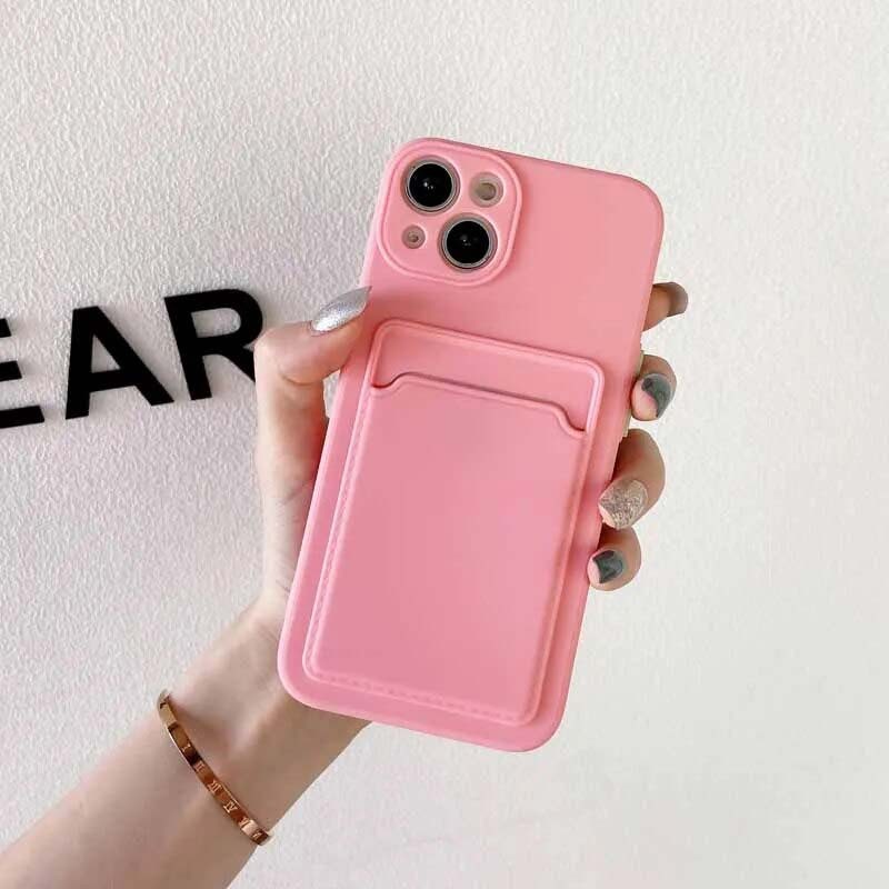 Coque en silicone rose avec porte-cartes pour iPhone 14 Plus - Ítem5