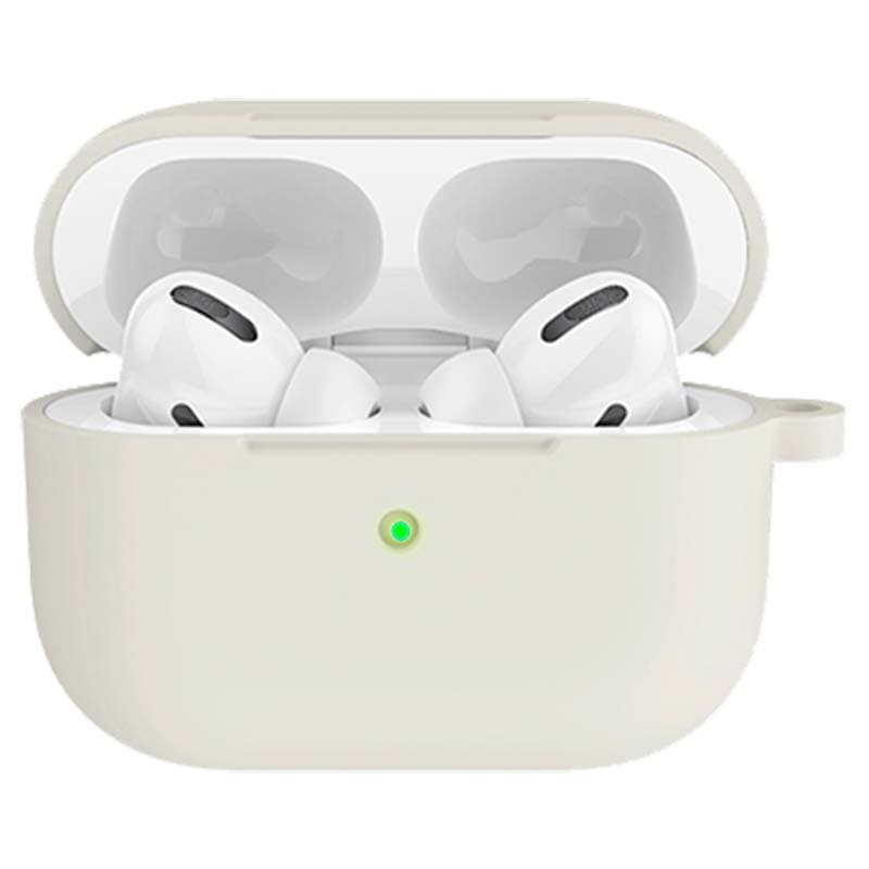 vista frontal da Capa bege de silicone para Apple AirPods 3ª Ger