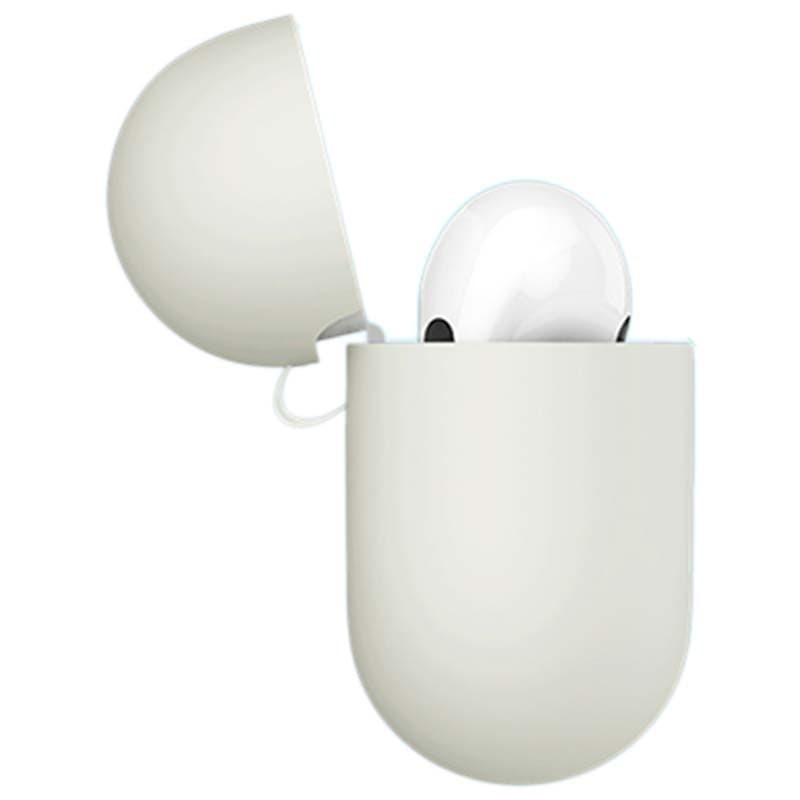 vista lateral da Capa bege de silicone para Apple AirPods 3ª Ger