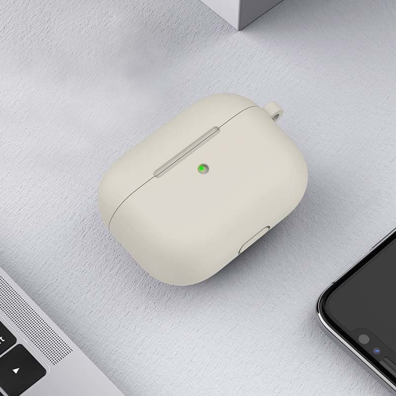 foto real da Capa bege de silicone para Apple AirPods 3ª Ger