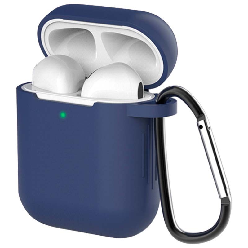 Housse en Silicone avec Mousqueton pour Apple Airpods V2 Bleu Foncé - Ítem