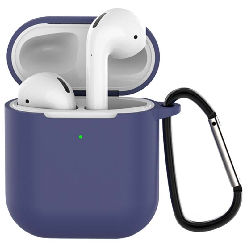 Funda de silicona con Mosquetón para Apple Airpods V2 Azul Oscuro - Ítem1