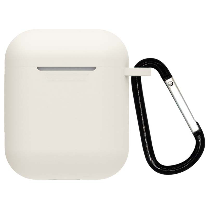 Funda de silicona con Mosquetón para Apple Airpods V2 Beige - Ítem2