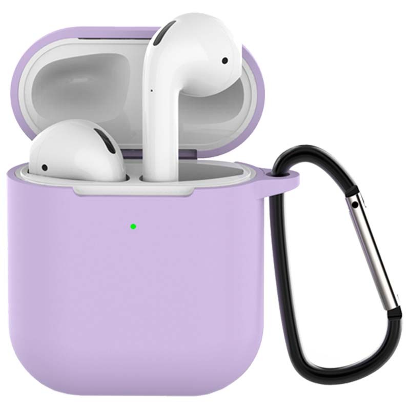 Funda de silicona con Mosquetón para Apple Airpods V2 Lila - Ítem1
