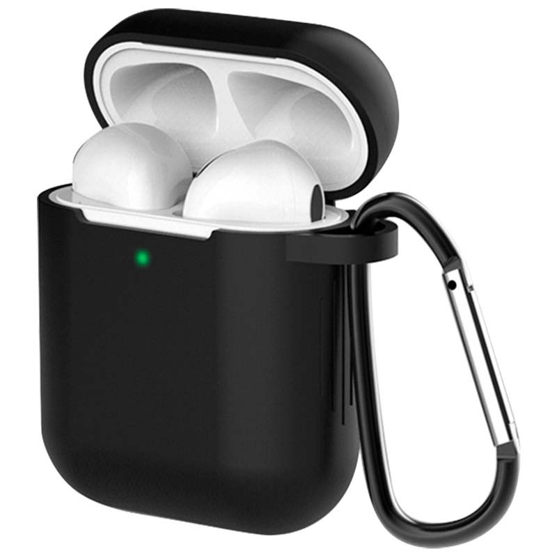 Housse en Silicone avec Mousqueton pour Apple Airpods V2 Noir - Ítem