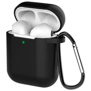Housse en Silicone avec Mousqueton pour Apple Airpods V2 Noir