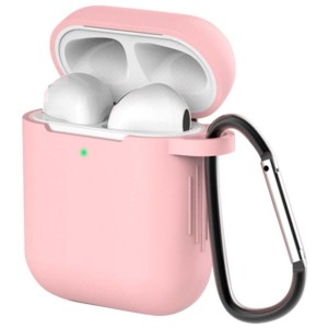 Housse en Silicone avec Mousqueton pour Apple Airpods V2 Rose