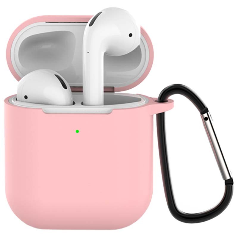 Funda de silicona con Mosquetón para Apple Airpods V2 Rosa - Ítem1