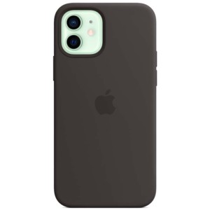 Capa em silicone preta com MagSafe para iPhone 12