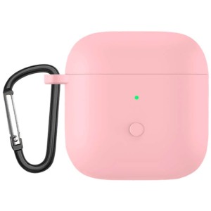 Funda de silicona con Mosquetón para Xiaomi Redmi Buds 3 Rosa