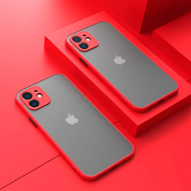 Coque Dual Matte iPhone 12 Rouge+Preto - Ítem1