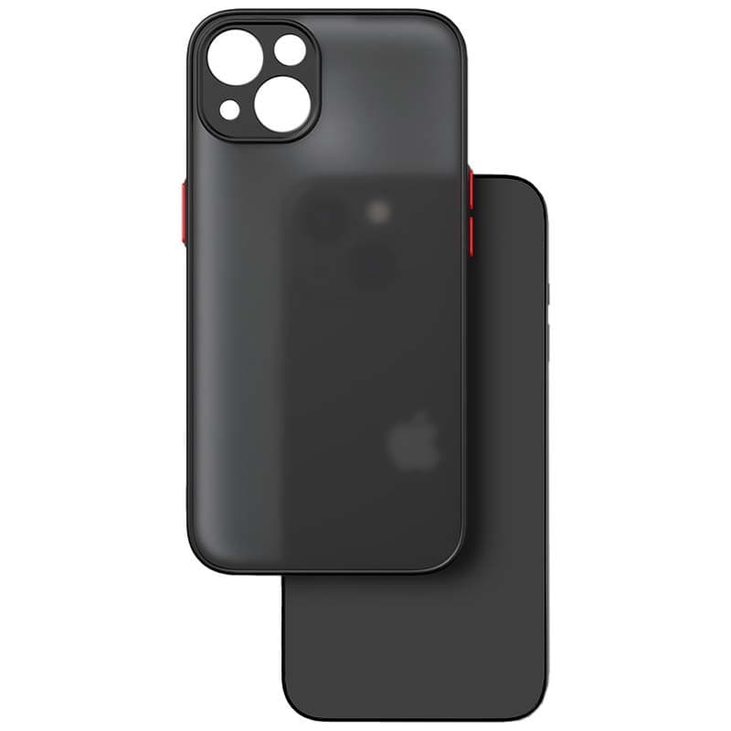 vista trasera de la Funda Dual Mate Negro+Rojo para iPhone 13