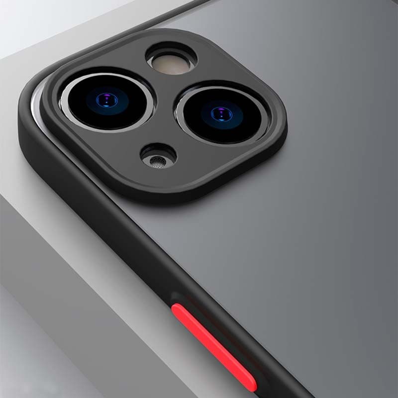 protección de cámara de la Funda Dual Mate Negro+Rojo para iPhone 13