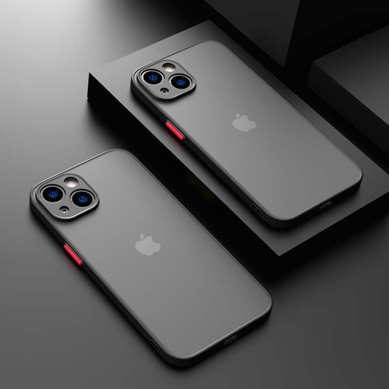 foto real de la Funda Dual Mate Negro+Rojo para iPhone 13