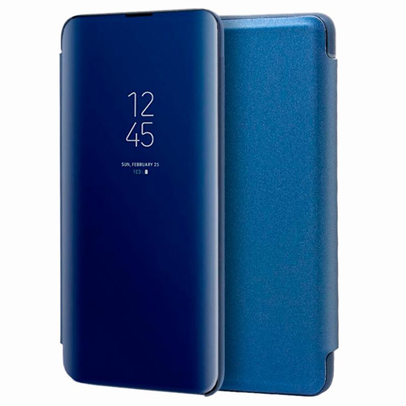 Azul Elegante Plating Case con Soporte Plegable Carcasa Espejo Mirror Flip Caso Clear Smart View Standing Cover Protectora WEIOU para Xiaomi Poco F3 / Mi 11i 5G Funda