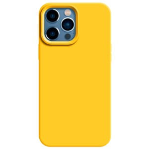 Capa de silicone semi-rígida Liquid Premium amarela para iPhone 14 Pro