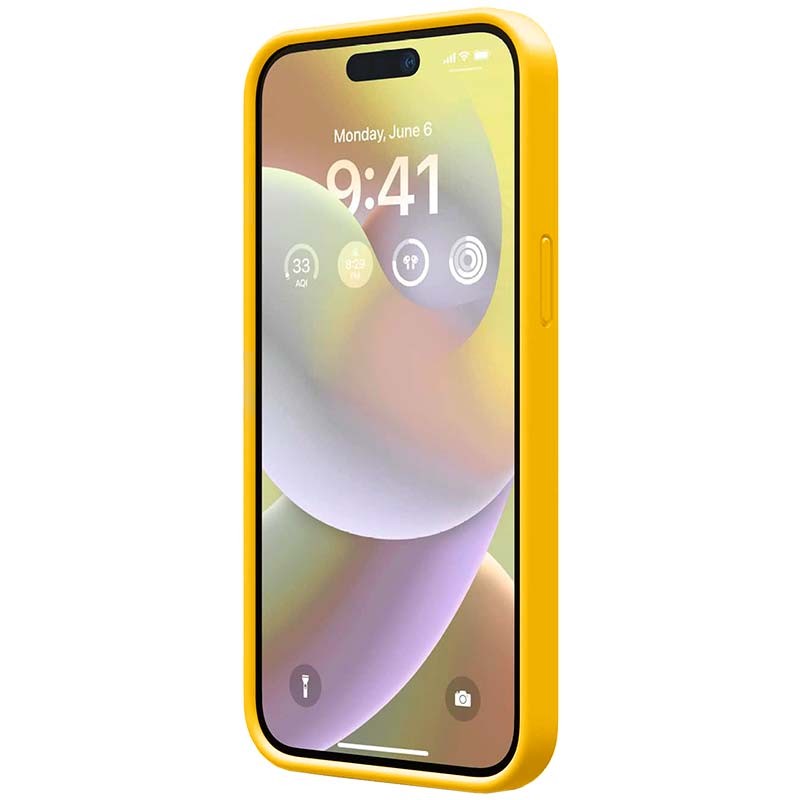 Funda de silicona semi-rígida Liquid Premium amarilla para iPhone 14 Pro - Ítem1