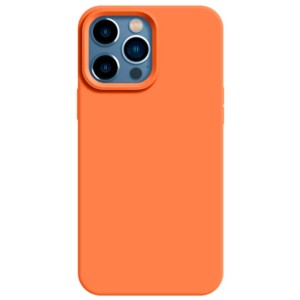 Capa de silicone semi-rígida Liquid Premium laranja para iPhone 14 Pro
