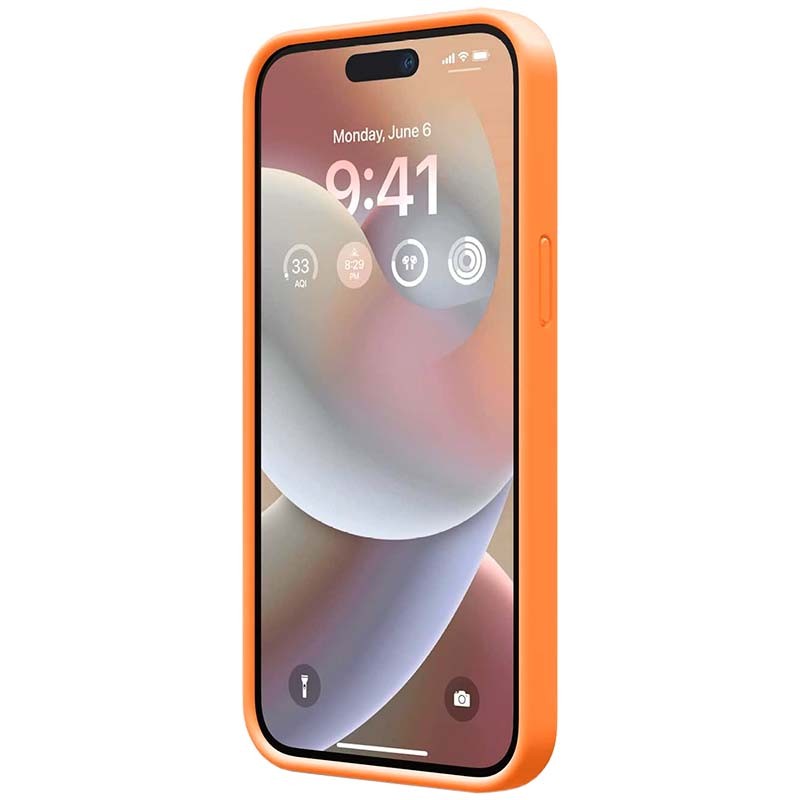 Funda de silicona semi-rígida Liquid Premium naranja para iPhone 14 Pro - Ítem1