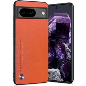 Coque en simili cuir Luxury orange pour Google Pixel 8