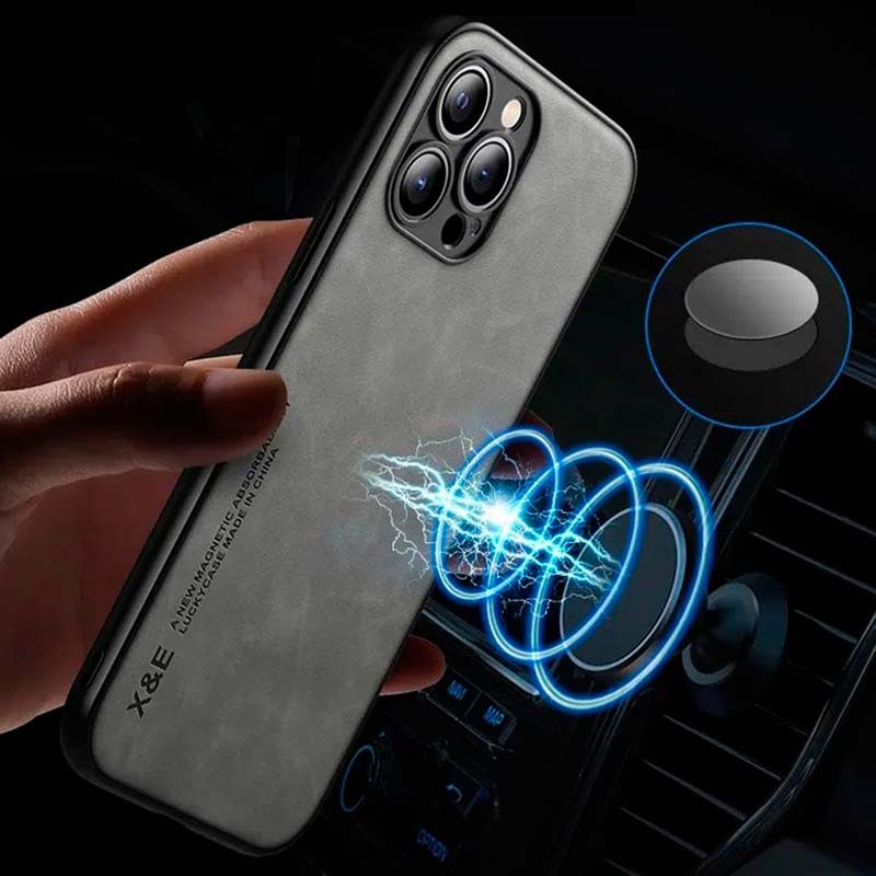 Coque en simili cuir Magnetic Luxury gris pour iPhone 11 - Ítem1