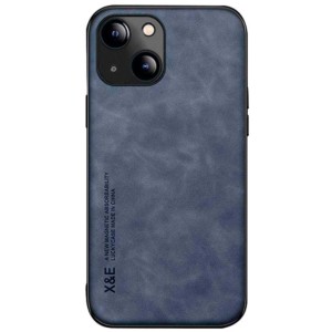 Capa em pele sintética Magnetic Luxury azul para iPhone 14 Plus