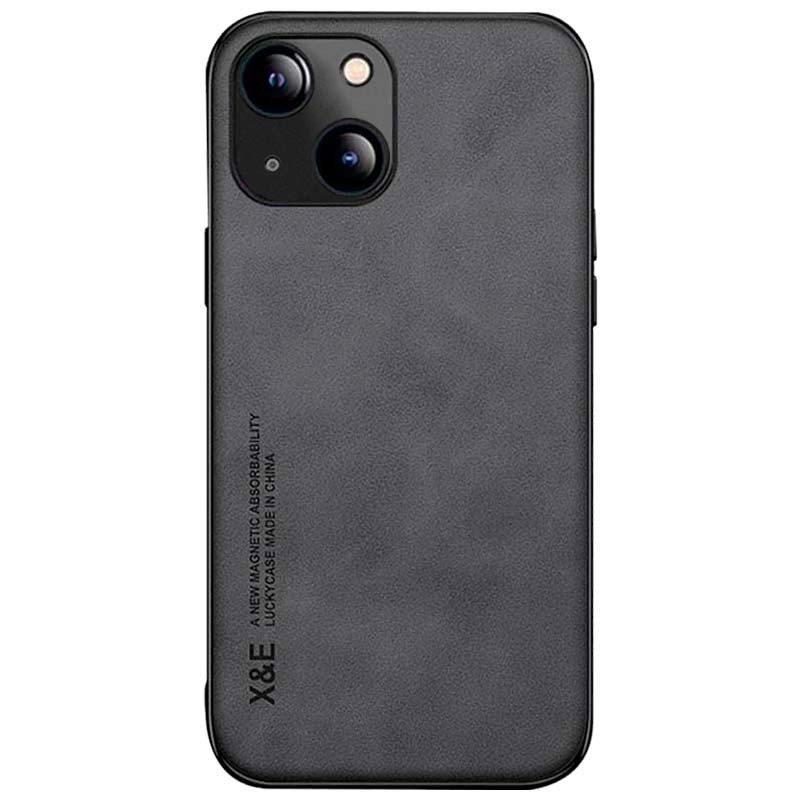 Capa em pele sintética Magnetic Luxury cinzenta para iPhone 14 - Item